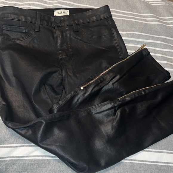 NWT - L’AGENCE black coated high waist ankle zip skinny jeans - Picture 4 of 6